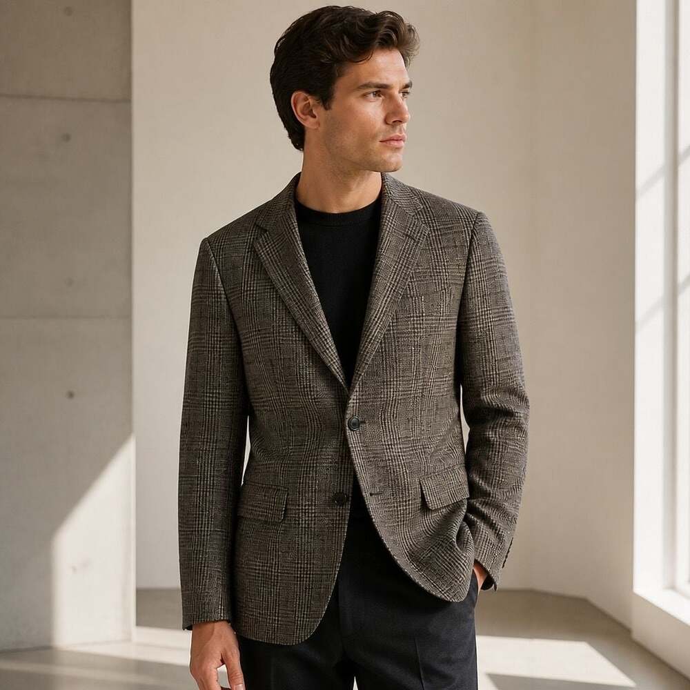 Robert Alexander Men's Brown Glen Plaid Sport Coat Wool and Camel Hair Blend